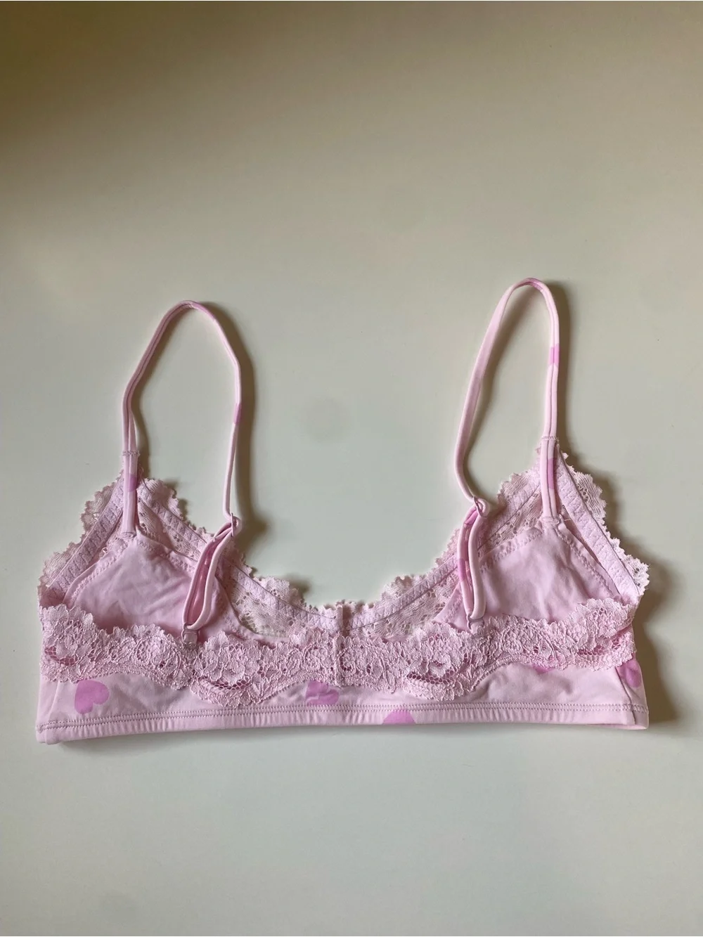 Skims Fits Everybody Lace Scoop Bralette in Cherry Blossom with hearts NWOT